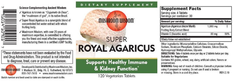 Super Royal Agaricus 120 Vegetable Tablets