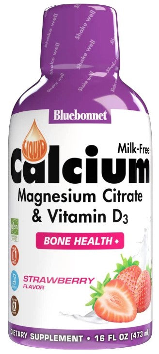 Liquid Calcium Magnesium Citrate & Vitamin D3, Strawberry, 16 fl oz (473 ml), by Bluebonnet
