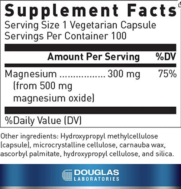 Magnesium Oxide 300 mg 100 Vegetarian Capsules