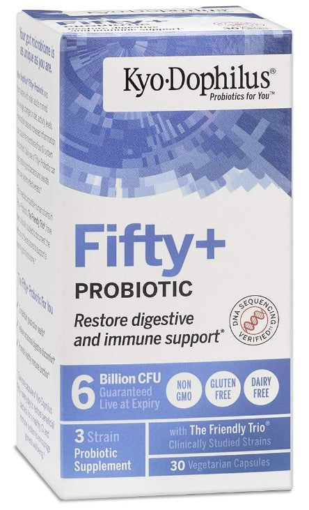 Kyo-Dophilus, Fifty+ Probiotic, 6 Billion CFU, 30 Vegetarian Capsules, by Kyolic