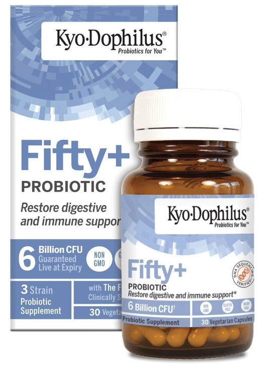 Kyo-Dophilus, Fifty+ Probiotic, 6 Billion CFU, 30 Vegetarian Capsules, by Kyolic