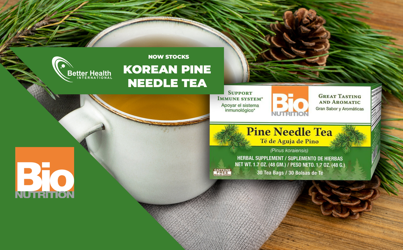 Advert introducing Korean Pine Needle Tea by Bio Nutrition 