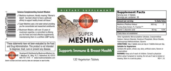 Super Meshima 120 Vegetable Tablets- BY Mushroom Wisdom