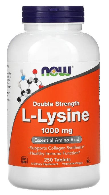 L-Lysine, Double Strength 1000 mg - 250 Tablets, by NOW