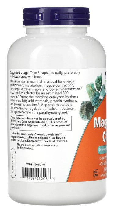 Magnesium Citrate 240 Veg Capsules, by NOW