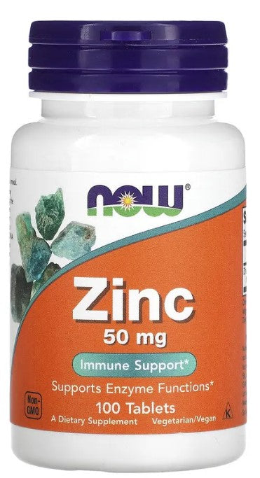 Zinc, 50 mg, 100 Tablets, by NOW