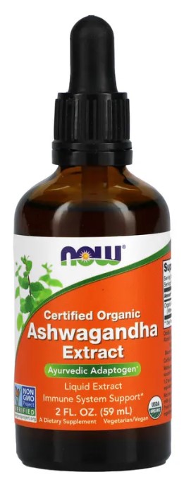 Certified Organic, Ashwagandha Extract, 2 fl oz (59 ml), by NOW