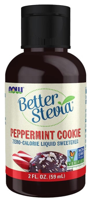 Better Stevia, Zero-Calorie Liquid Sweetener, Peppermint Cookie, 2 fl oz (59 mL), by Now Foods