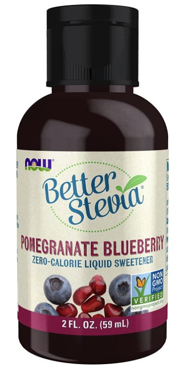 Better Stevia, Zero-Calorie Liquid Sweetener, Pomegranate Blueberry, 2 fl oz, by NOW Foods