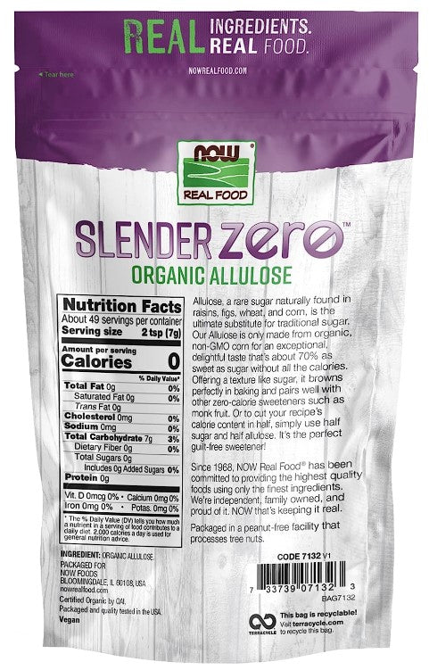 Slender Zero™ Allulose, Organic Powder 12oz (340 g), by Now Real Food