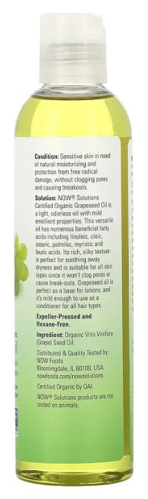 Organic Grapeseed Oil, 8 fl oz (237 ml), by Now Solutions