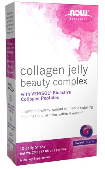 Collagen Jelly Beauty Complex, 10 Sweet Plum Jelly Sticks, by NOW - Pack01