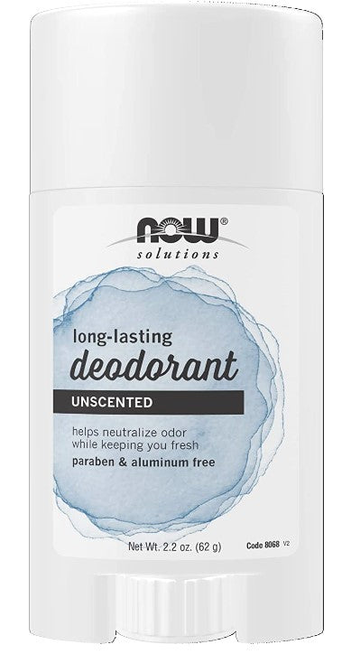 Long-Lasting Deodorant Stick, Unscented, 2.2 oz (62g), by Now Solutions