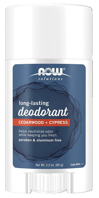 Long-Lasting Deodorant Stick, Cedarwood + Cypress, 2.2 oz (62g), by Now Solutions
