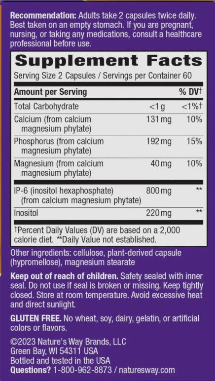 Cell Forte IP-6 & Inositol 120 Veg Capsules by Nature&