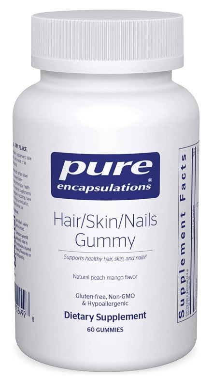 Hair/Skin/Nails Gummy, 60 Natural Peach Mango Gummies, by Pure Encapsulations