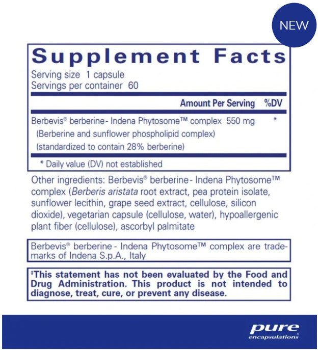 Berberine UltraSorb 550 mg 60 Capsules, by Pure Encapsulations