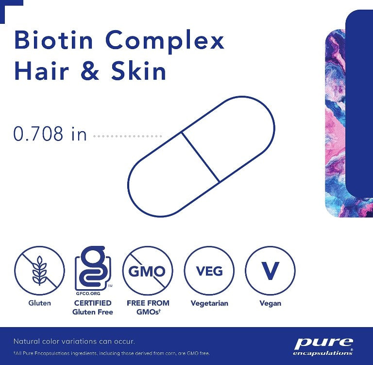 Biotin Complex Hair & Skin 60 Capsules, by Pure Encapsulations