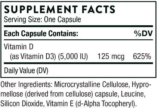 Vitamin D-5000 (NSF) 60 Capsules, by Thorne