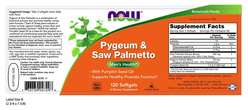 Pygeum & Saw Palmetto 120 Sgels by NOW  - 2 pack