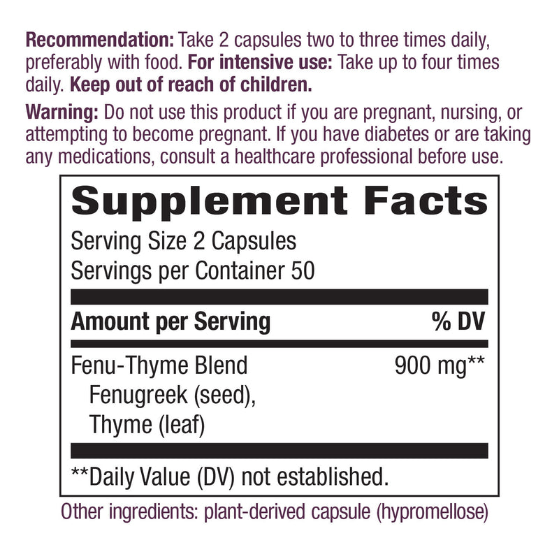 Fenu-Thyme 450 mg 100 Vegetarian Capsules by Nature&