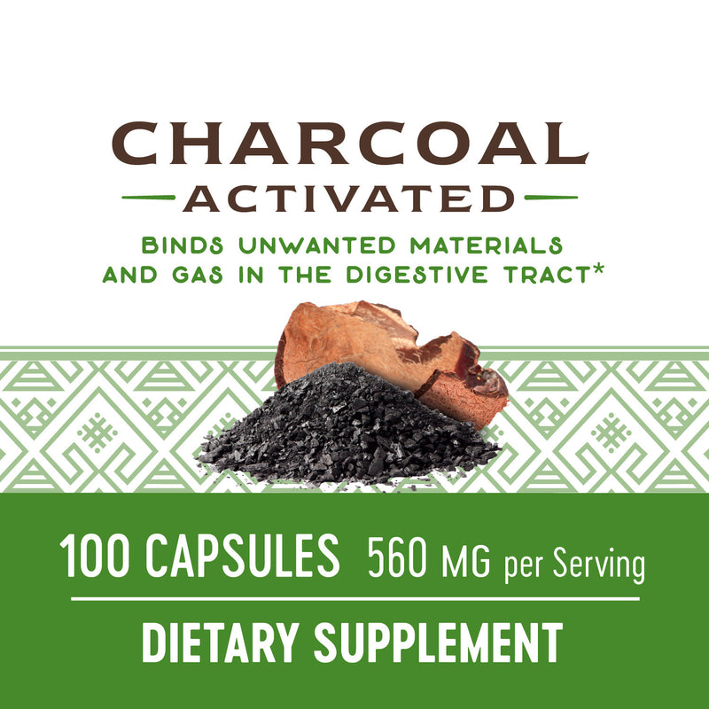 Charcoal Activated 280 mg 100 Capsules by Nature&