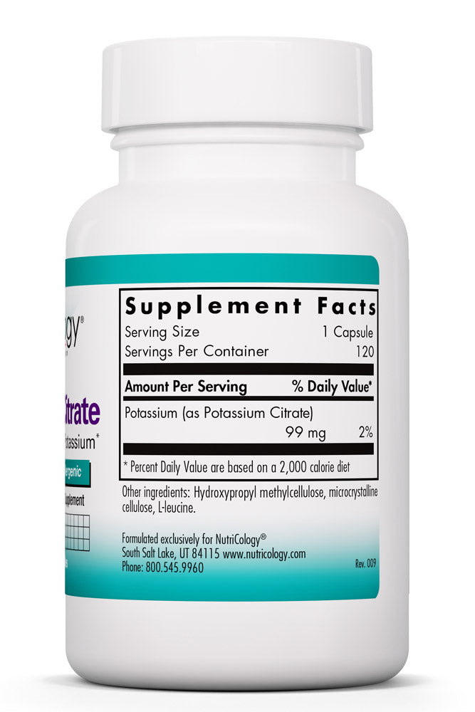 Potassium Citrate 120 Vegetarian Capsules by Nutricology best price