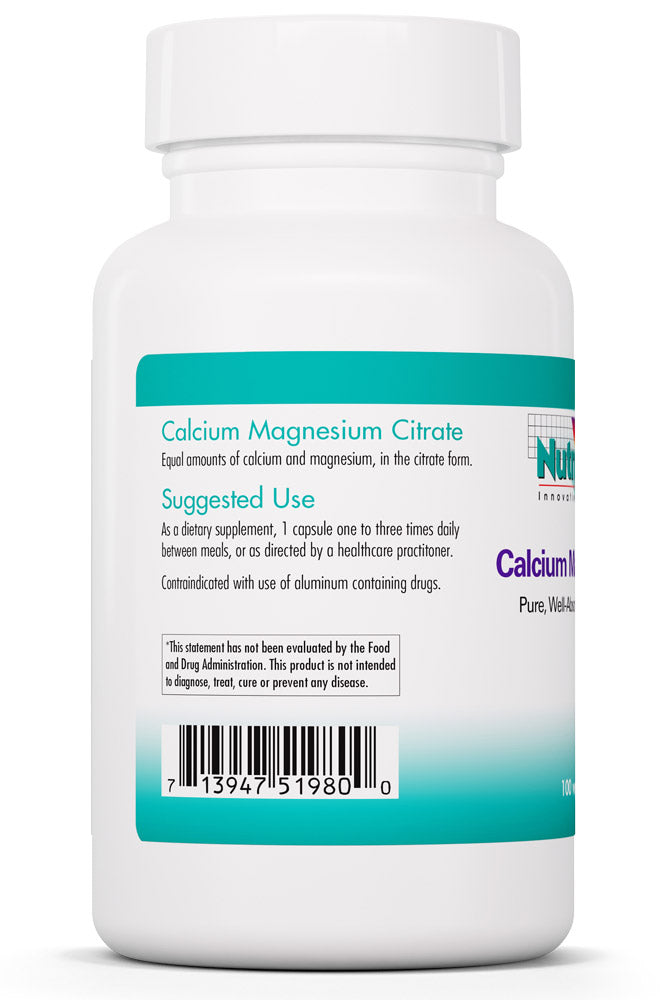 Calcium Magnesium Citrate 100 Vegetarian Capsules by Nutricology best price