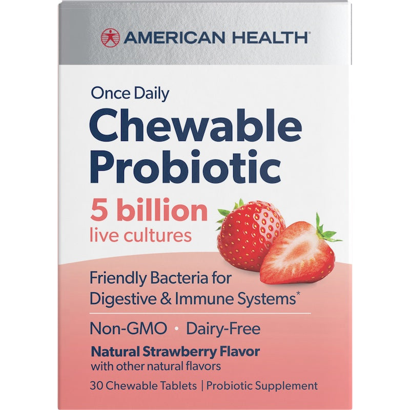 Once Daily Chewable Probiotic - (5 Billion live cultures ), Natural Strawberry Flavor Tablets