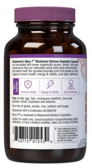 Myco-7™ Mushroom Defense 1500 mg 60 Vegetable Capsules, by Bluebonnet