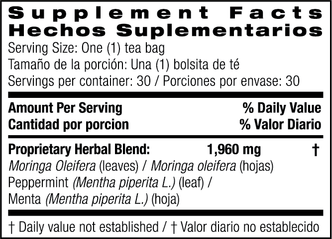 Moringa Tea Mint Flavor 30 Tea Bags by Bio Nutrition best price