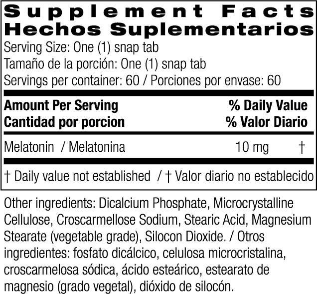 Melatonin 10 mg 60 Snap Tabs by Bio Nutrition best price