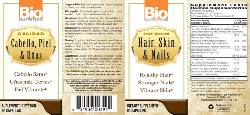 Premium Hair, Skin & Nails 60 Caps by Bio Nutrition best price