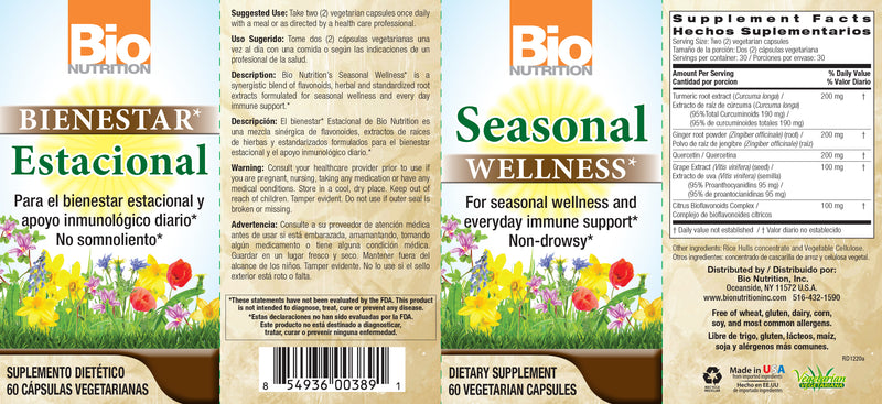 Seasonal Wellness (Non-Drowsy) 60 Vege Caps by Bio Nutrition best price