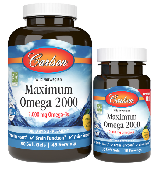 Maximum Omega 2,000mg 90+30 Soft Gels, by Carlson