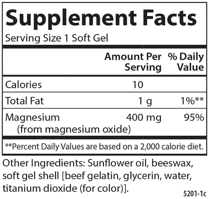 Magnesium Gels, 400 mg, 100 Soft Gels, by Carlson