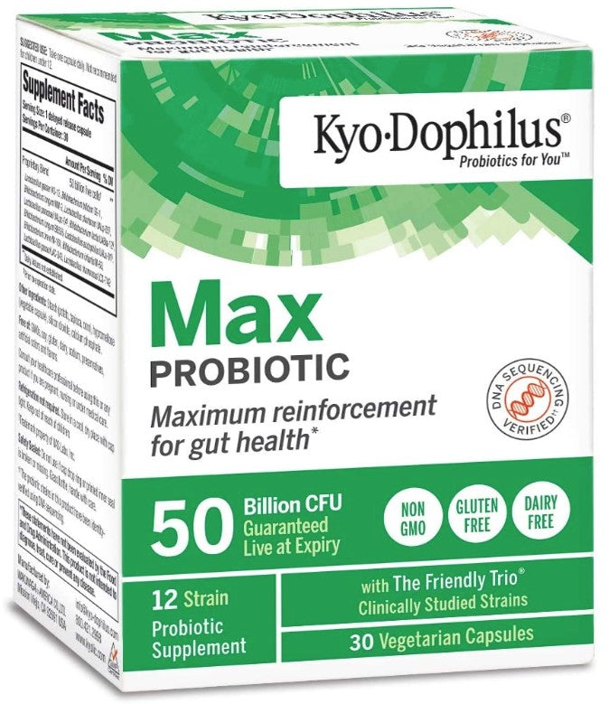 Kyo-Dophilus Max Probiotics 50 Billion CFU, 30 Vegetarian Capsules, by Kyolic