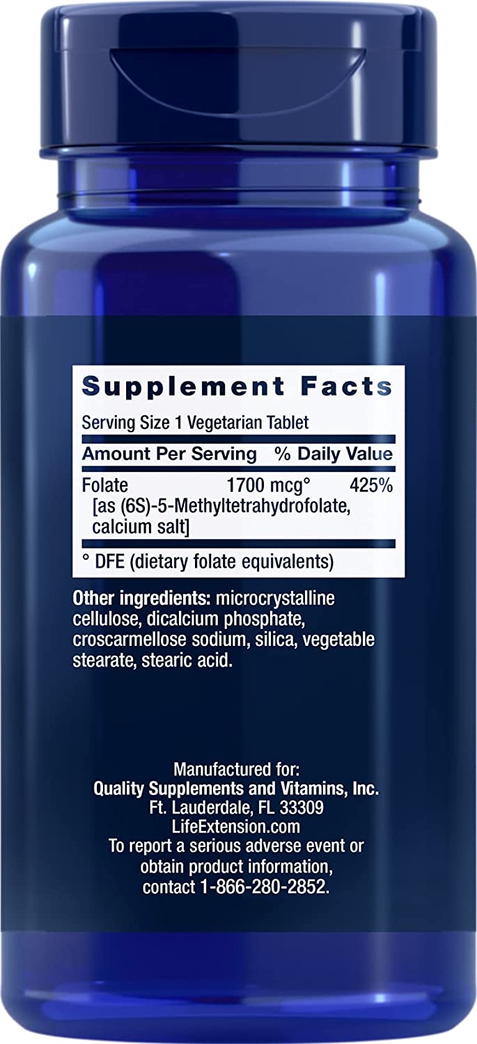 Optimized Folate (L-Methylfolate) 1700 mcg 100 Vegetarian Tablets
