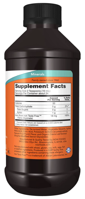 Liquid Iron, 8 fl oz (237 ml), by NOW Foods