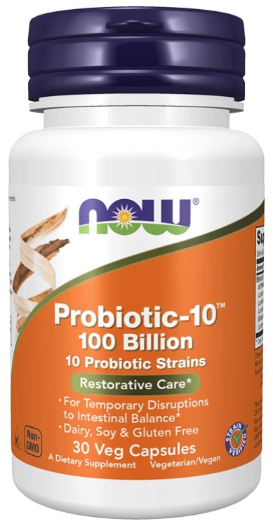 Probiotic-10 Restorative Care 100 Billion 30 Veg Capsules, by NOW