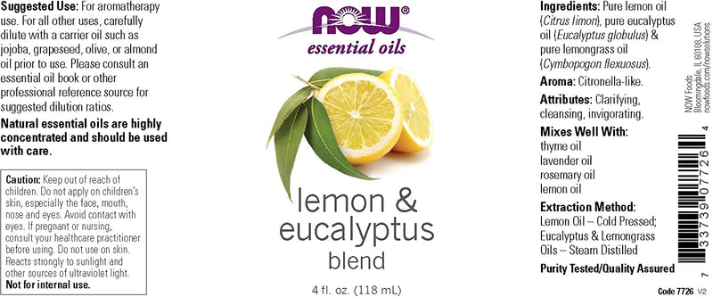 Lemon & Eucalyptus Oil Blend 4 fl. oz (118 ml) by NOW