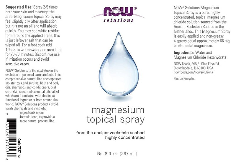 Magnesium Topical Spray, 8 fl oz (237 ml) by NOW