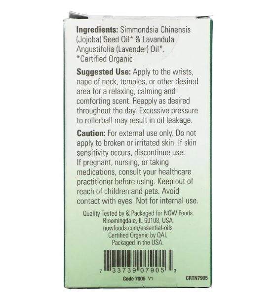 Certified Organic Lavender Roll-On 1/3 fl oz (10 ml) by NOW