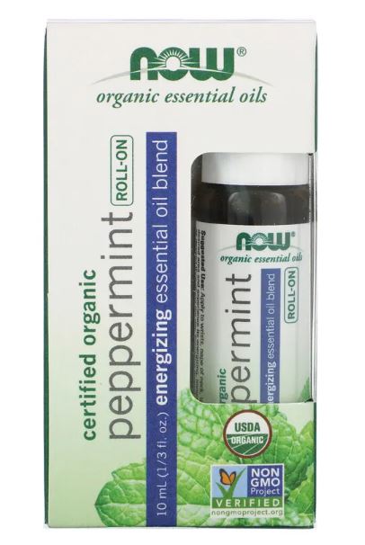 Certified Organic Peppermint Roll-On, 1/3 fl oz (10 ml) by NOW