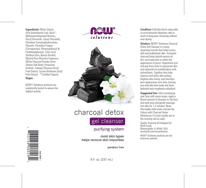 Charcoal Detox Gel Cleanser 8 fl oz (237 ml) by NOW - Discontinued