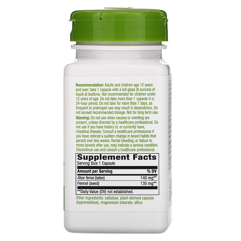 Aloe Latex With Fennel 140 mg 100 Vegetarian Capsules by Nature&