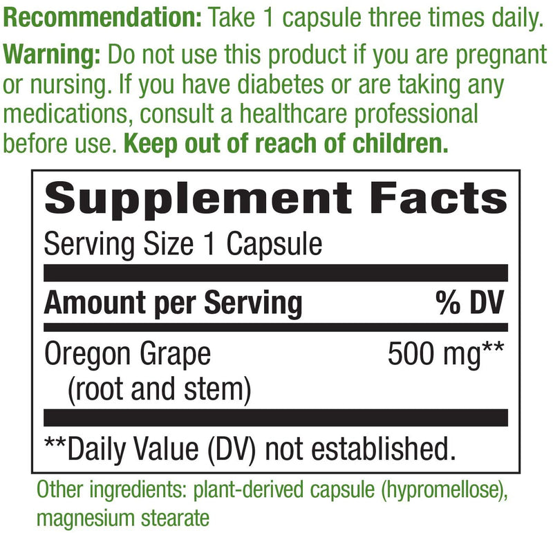 Oregon Grape Root 500 mg 90 Vegetarian Capsules by Nature&