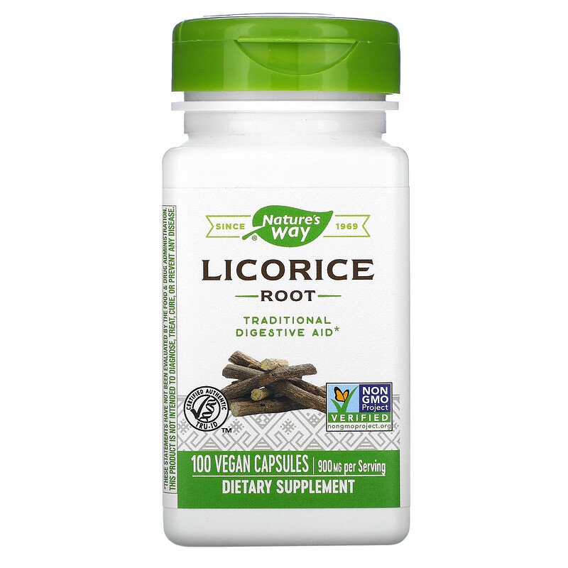 Licorice Root 450 mg 100 Vegetarian Capsules by Nature&