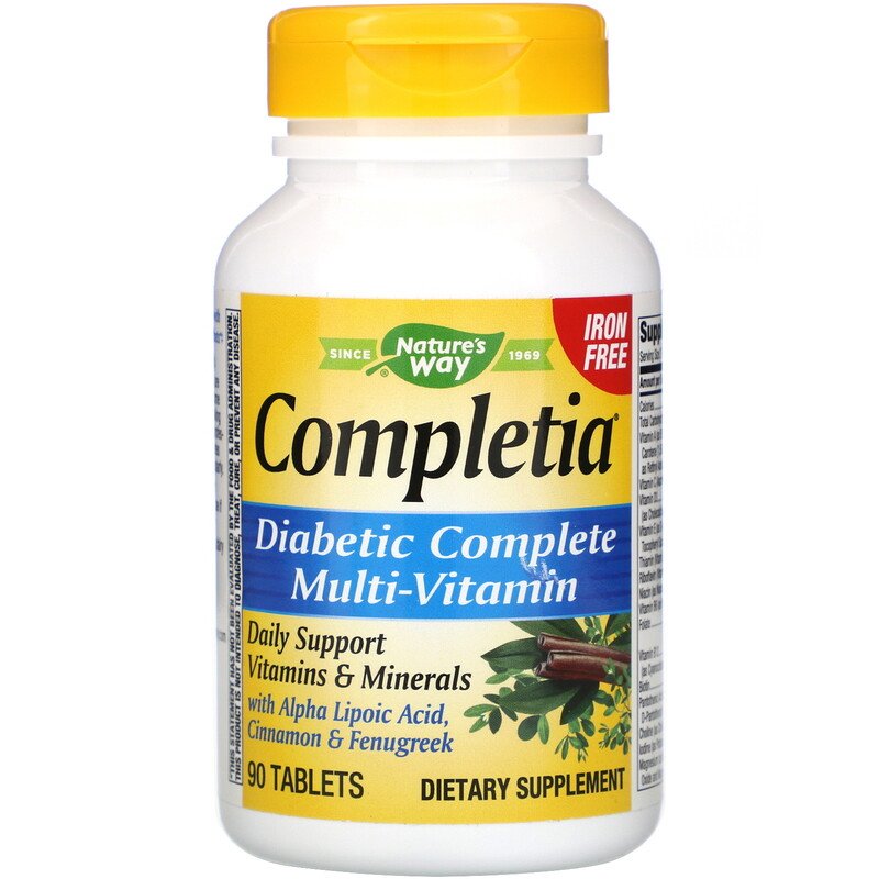 Completia Diabetic Multi-Vitamin Iron Free 90 Tablets by Nature&