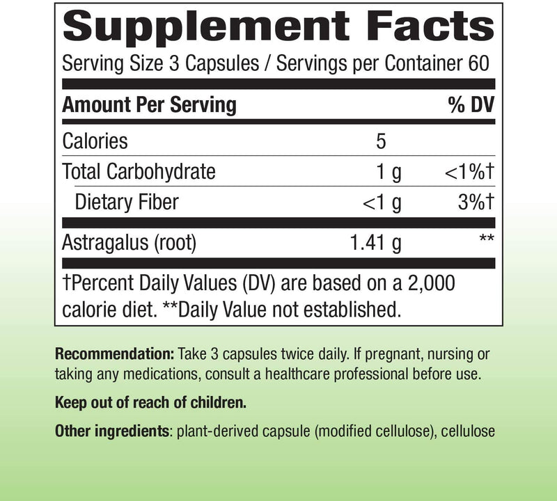 Astragalus Root 470 mg 180 Vegetarian Capsules
